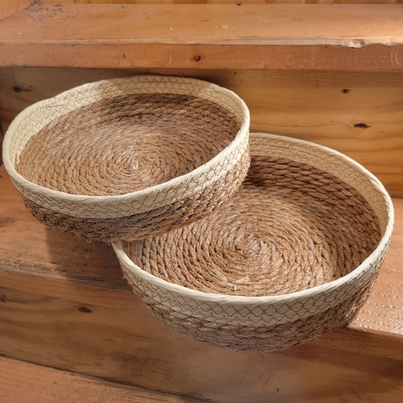 Round 2-Toned Nesting set of 2 Countertop Baskets for Pantry and Bathroom - Picture 1 of 6